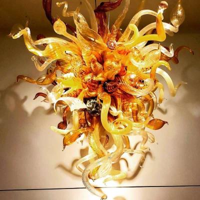 China 100% Handmade Elegant Hand Blown Glass LED Chandeliers Wedding Party Lights Ceiling Decoration for sale