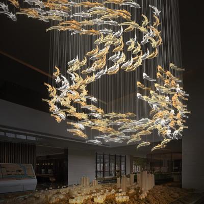 China Contemporary Banquet Engineering Hotel Chandelier Fish Shape Large Murano Glass Pendant Light for sale