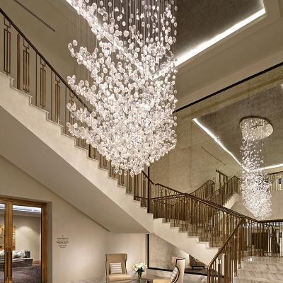 China Contemporary Luxury Clear Bubble Ball Mouth Large Blown Chandelier Building Hotel Pendant Light for sale