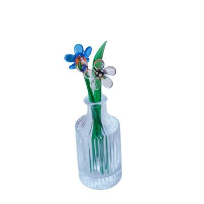 China Europe New Arrival Gifts Modern Delicate Handmade Craft Long Stem Glass Flower for sale