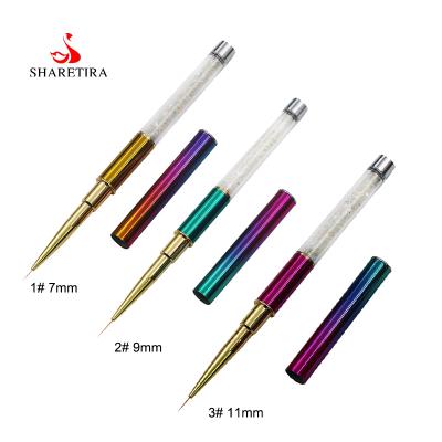 China 2020 New Custom Acrylic Nail Art Hot Selling Rhinestone Nail Brush Private Label Color Gradient Liner Brush for sale