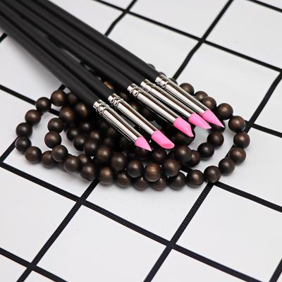 China Hot Selling 5 Pcs of Nail and Carving Set Wooden Grip Silicone Clay Sculpture Tools Fingerprint Clean Rubber Pen for sale