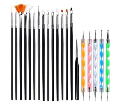 China Wholesale 20PCS NAIL Gel Nail Cleaner Polish Nail Art Pen Tools Coating Brush Art Design Dotting Painting Drawing for sale