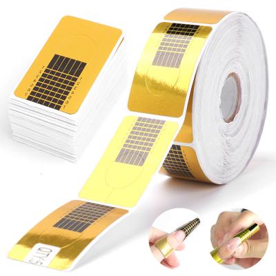 China Easy Apply 200 Pcs Most Popular Shape Gold Nail Butterfly Nail Extension Tool Aluminum Paper Shape Roll for sale