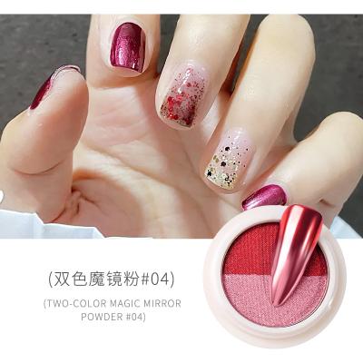 China Nail Art 2020 Beauty Nail Art Two Color Glitter Acrylic Powder Dye Chrome Aurora Nail Powder Two Tone Ice Solid Powder for sale