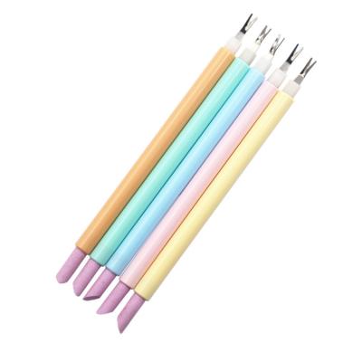 China Double Heads Double-ended Nail Rub Brush Skin Fork Grinding Pen Push Grinding Tool Stainless Steel Peel Skin for sale