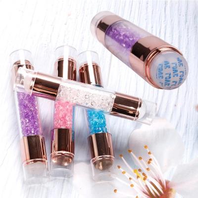 China Acrylic NAIL Silicone Double Color Nail Puncher Set Seal Gauge Nail Head Transfer Pen With 2pcs Plate for sale