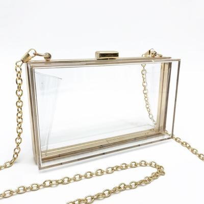 China 2021 New Fashion Eco-friendly Acrylic Clear Purse Cute Transparent Cross - Body Bag Purse Chain Shoulder Evening Clutch Bag for sale