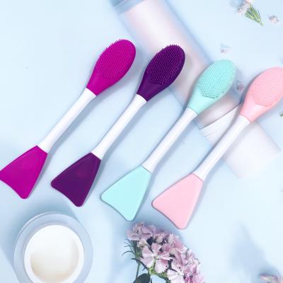 China Dual Applicator Soft Silicone Beauty Tool Flat Brush Flat Brush Silicone Mud Mask Spoon Lip Lip Scrub Brushes for sale