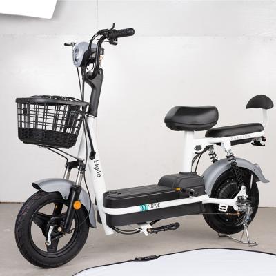 China Hot Sale 2 Seat Steel Electric Bicycle 24v 12a 350w 2 Wheel Adult Electric Bike With Pedals for sale