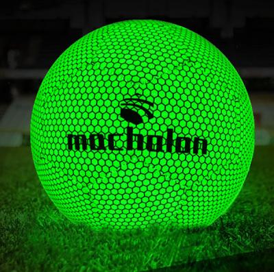 China Glow in the Dark 2021 New PU Glow in the Dark Soccer Football Training Soccer Ball Official Size 5 Machine Stitched for sale