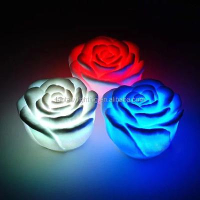 China Romantic Valentines Christmas Wedding Bath Festival Decoration for Bath/Pool/Wedding Centerpiece/Plastic Rose Flower Multicolor Changing LED Floating Light for sale