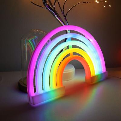 China 2020 New Arrival Kids Room Indoor Wall Decor Rainbow Neon Lamp Battery Operated Night Light For Indoor Kids Room Wall Decor Battery Operated for sale