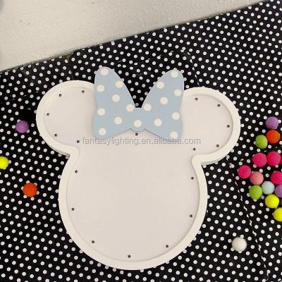 China Indoor and Outdoor Home Decor New Design LED Mickey Shaped Indoor MDF Wooden Baby Night Light for sale