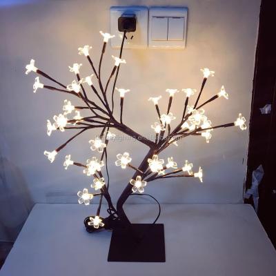 China 2FT LED Artificial Cherry Blossom Sakura Tree Light Metal Base Home Night Light for Christmas Wedding Decoration Button Adapter for sale