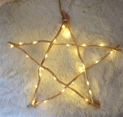 China Indoor and Outdoor Natural Ramadan Decoration 30cm Branch Star Shape Suspensible LED Copper Wire Light Battery Pwered Ramadan for sale