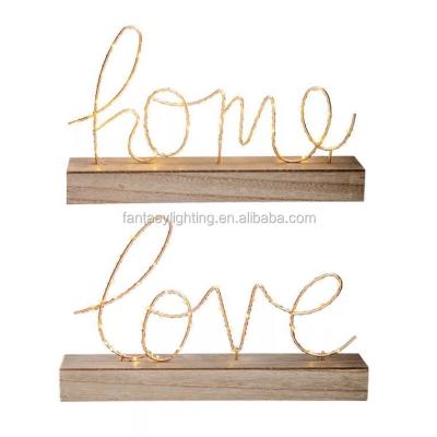 China 2019 New Romantic Hanging LOVE HOUSE Indoor Decoration Design Shape Art Light Copper Wire Iron String Fairy for sale