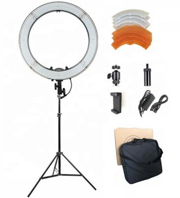 China Photography 18 Inch Dimmable LED Ring Light with Stand and Phone Holder for Live Stream Makeup Youtube Video Selfie Tiktok RL-18 for sale