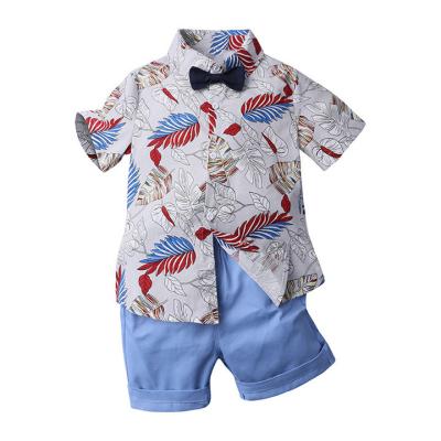 China 2020 New Anti-wrinkle Kids Boys Summer Clothes Toddler Gentleman Floral Shirt Tops Shorts Teams 2Pcs Kids Baby Boy Casual Clothes Sets for sale