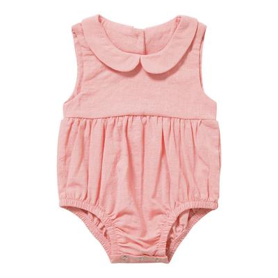 China Organic Solid Color Cotton Baby Toddler Girls Rompers Custom Made Breathable Eco-Friendly Washable Substantial Baby Clothes for sale