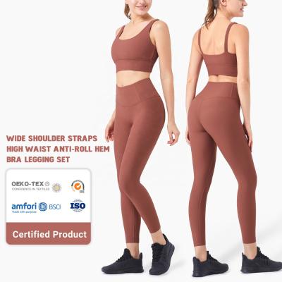 China Wholesale ACTIVE STRETCH yoga squat fitness set sports pants and shoulder strap yoga bra girls gym wear for sale