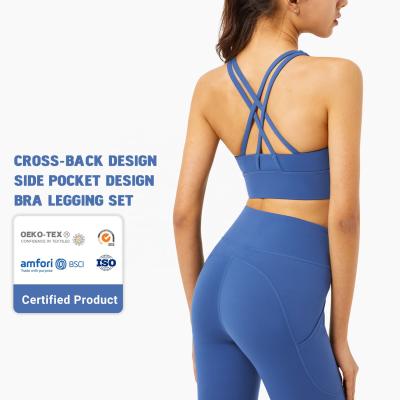 China ACTIVE Private Label High Waisted STRETCH Long Sleeve Workout Apparel Butt Crac! crack! 2 Piece Equipment Women Workout Sets for sale