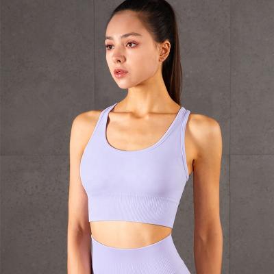 China TikTok Racerback Workout Gym Activewear Sports Bras Lift Up Women High Print Solid Hot Antibacterial for sale