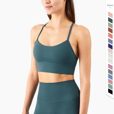 China Lulu New Collection Multicolor Antibacterial Yoga Wear Women's Sports Bra Lift Up Backless Fitness Underwear for sale