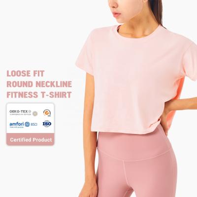 China News Collection ACTIVE STRETCH Outdoor Sport Gym Yoga Exercise Wear Women's Short Sleeve Blouse for sale