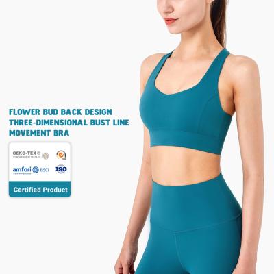 China Wholesale Antibacterial Hallow Yoga Bra With Cross Back High Print Women Sports Bra for sale