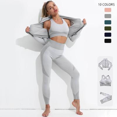 China Hot Selling 3pc Sports Pants 3pc Jacket 12 Colors Multiple Styles Women Active Wear Set Sport With Yoga Fashion Legging for sale