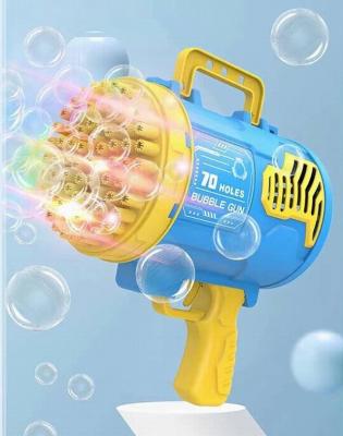 China 70 hole plastic super power bubble gatling machine with light hot burbujas pistola for sale