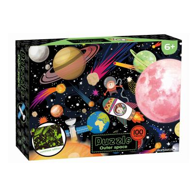 China DIY Luminous Glow In The Dark Space Design Jigsaw Puzzle 100pcs Kids Puzzle for sale