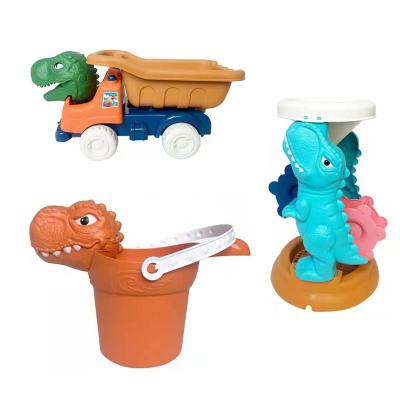 China 2022 Summer Sand Beach Play Set Children's Animal Dinosaur Beach Toy Outdoor Beach Toy Dinosaur Bucket Hourglass Set for sale