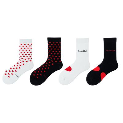 China Summer Fashion Brand Logo Socks Manufacture Cute Love Premium Premium Luxury Socks QUICK DRY For Girls for sale