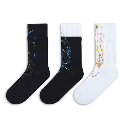 China Brand Fashion Spring QUICK-DRY Socks Amazon New Fashion Logo Color Crew Ink Simple Socks for sale