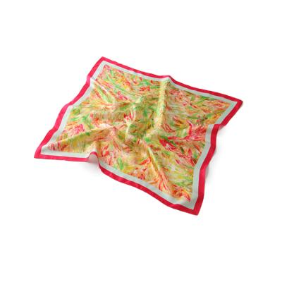 China Organic Sustainable Factory Wholesale Ladies Square Print Dyed and Print Plain Silk Scarf for sale