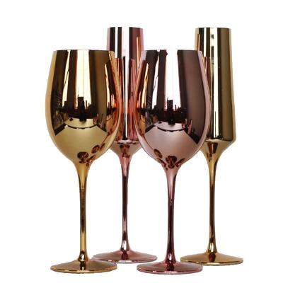 China Wine glass Hot selling electroplated Wine glass high-quality multi capacity glass tall glasses champagne glasses gatherings weddings for sale