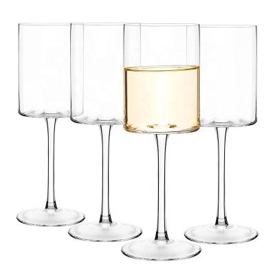 China Straight tube red wine glass 16oz Red Wine Glass Set Large Glasses Set of 4 Crystal Glasses Elegant Wide Rim Stemware Modern with Stem for sale