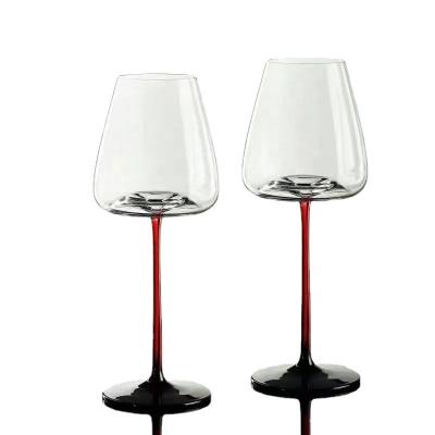 China Black Base Red Wine Glasses Classic Lead-free Crystal Glass Goblet Colored Stem Burgundy Glass Black Base Red Wine Glasses for sale