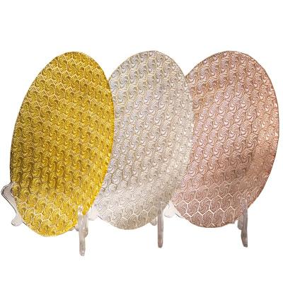 China Disposable Wholesale Hot Sale Pink White Yellow Rimmed Edge Elegant Glass Plate Chargers Charger Plates For Wedding for sale