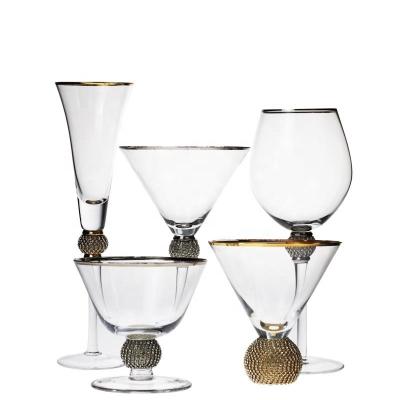 China Wine glass Factory Wholesale Popular Luxury Lead-freeCrystal wine Glass Cocktail Glasses Personalized Wine Glasses Gold rimmed wine glass for sale