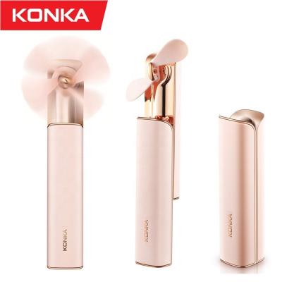 China Shell KONKA USB Mini Fan Rechargeable For Home Lightweight Luxury Leather Portable Handheld Desktop Outdoor for sale