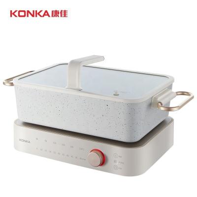 China Precise Computer KONKA Temperature and Timing Control Multifunctional Pot Cooking Electric Hot Pot Pan Oven Boiling Pan Non Stick Electric Frying Pot Household Pan White for sale