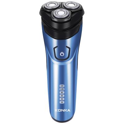 China Triple Blade KONKA Rechargeable Waterproof Electric Shaver IPX7 Wet And Dry Rotary Shavers For Men Electric Shaving Razors With Auto Trimmer for sale