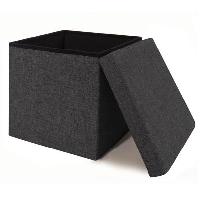 China Durable Foldable Tufted Canvas Stool Storage Cube Foot Rest Stool for sale