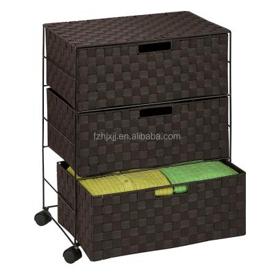 China Camouflage Forest Woven Chest Storage Organizer Espresso Storage Organizer With 3 Drawer for sale