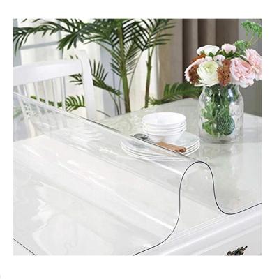 China Waterproof Thick Crystal Clear PVC Table Protector Plastic Table Cover for sale