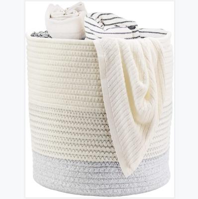 China Sustainable Catalpa Yao Woven Rope Storage Blanket basket with handles, laundry basket for bedroom, kids room weave basket for sale