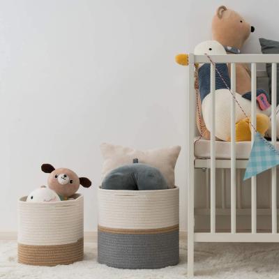 China Large Minimalist XXXL Cotton Rope Clothes Storage Basket For Toy Diaper Towel Laundry Basket Weave Cloth Storage Washing Baskets for sale